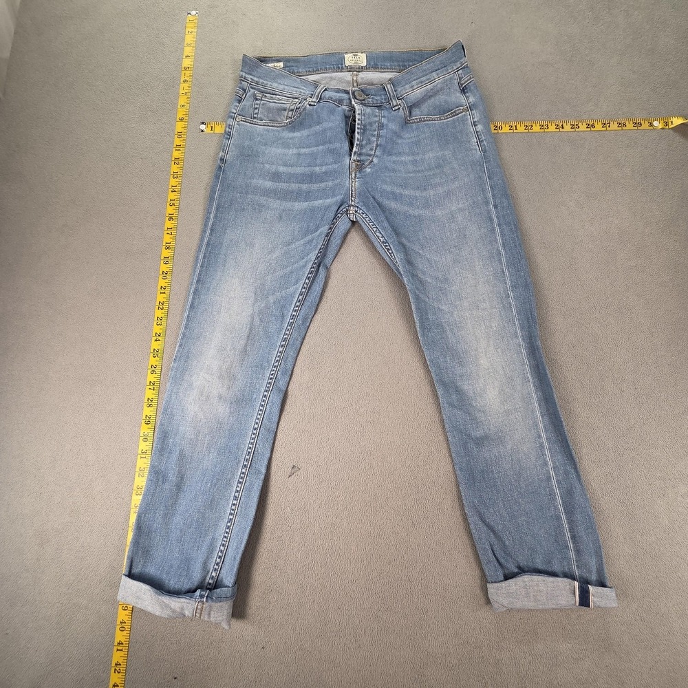 Tela Genova Jeans Mens Blue Light Wash Slim Tapered Stretch Made Italy 30x27